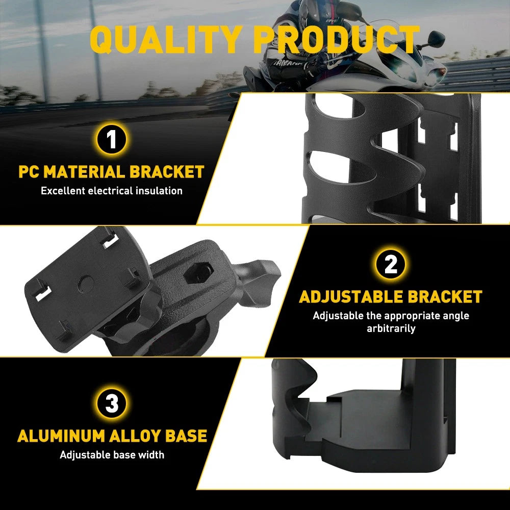 Adjustable Drink Cup Holder for Motorcycle (17-32mm)
