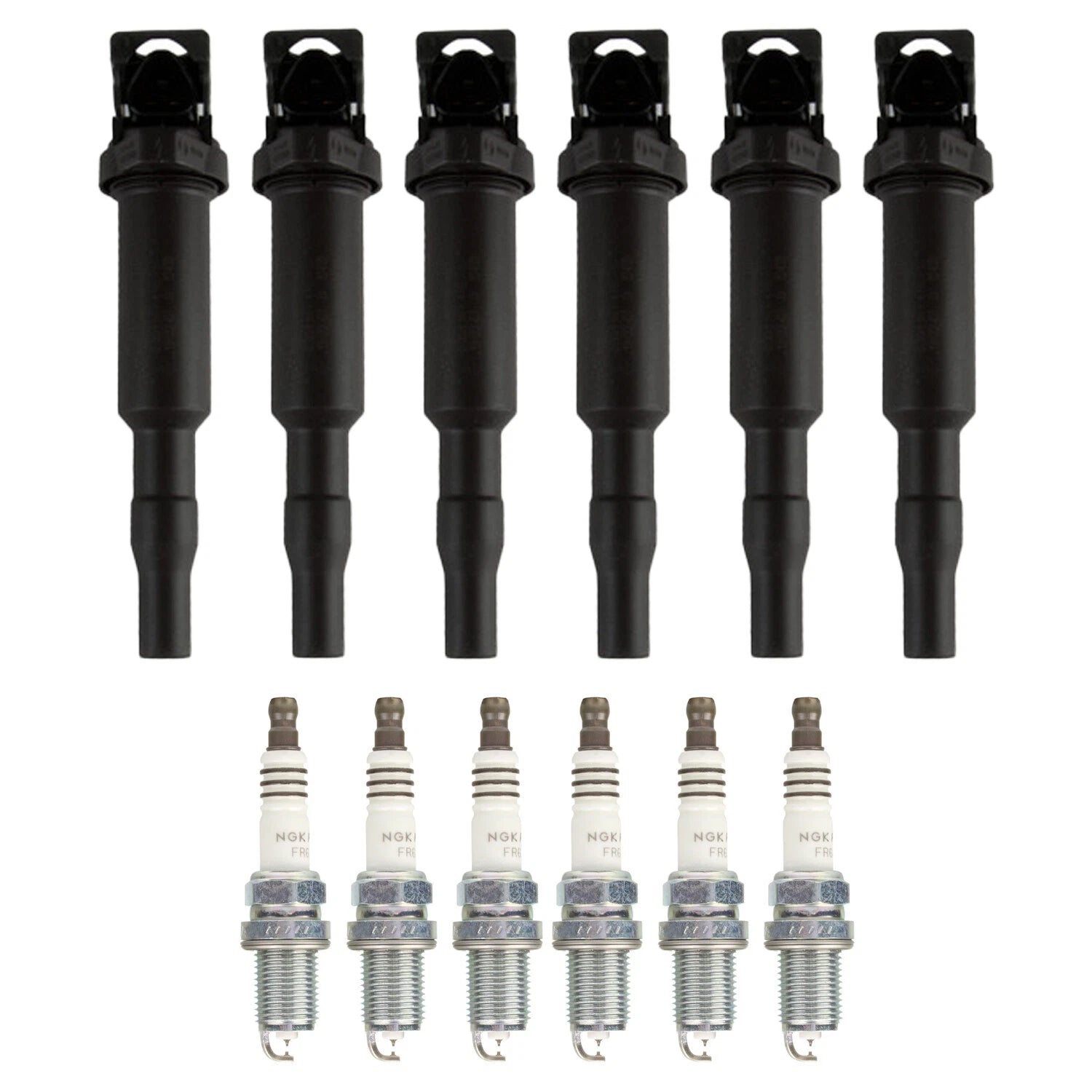Set of 6 Ignition Coils & NGK Ruthenium HX Spark Plugs for BMW E53 X5 (2000–2006)