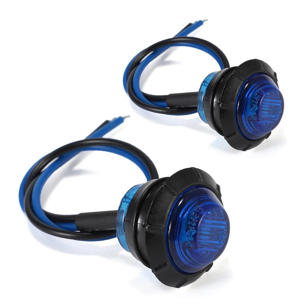 Set of 2 Blue LED Marker Side Bullet Light Lamps for Truck Trailer