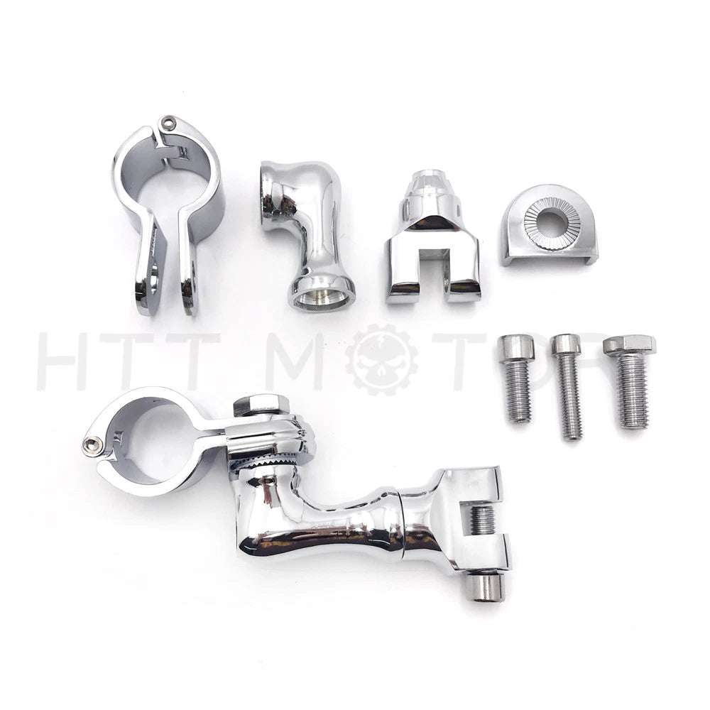 Chrome Footrest Foot Peg Mounting Kit for Harley-Davidson (1 1/4" Bars)