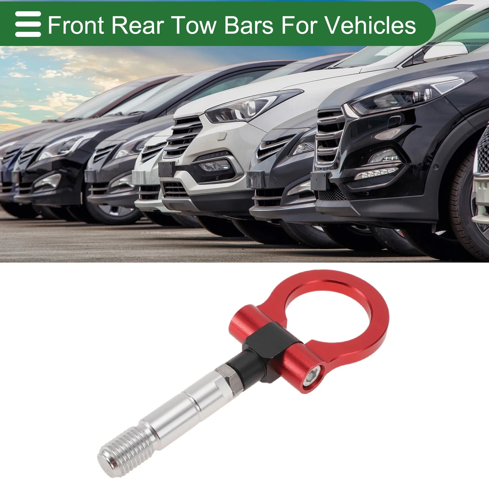 Set of 2 Front Rear Tow Hooks for Mazda RX8 (2003–2008) 19mm Aluminum Alloy Red