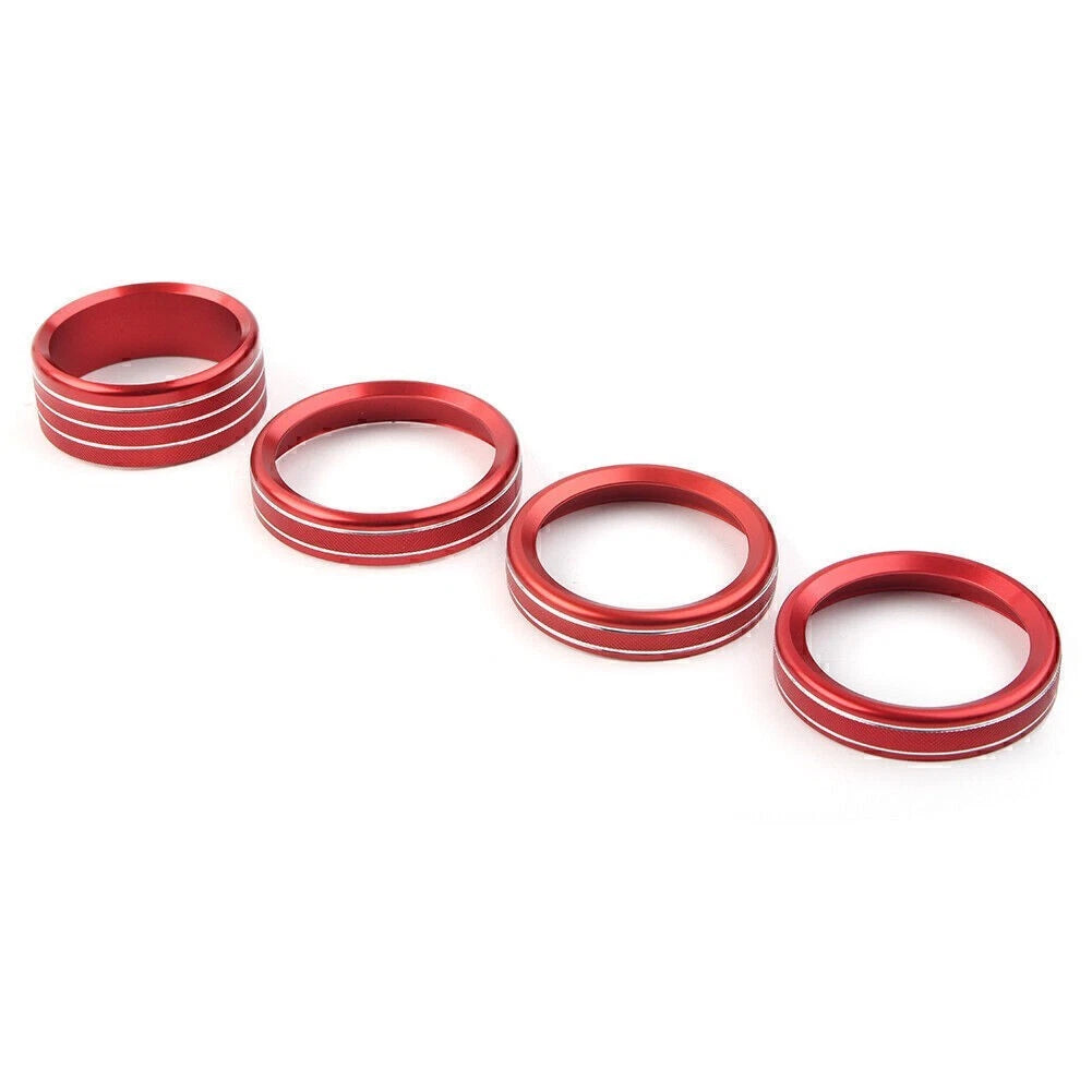 Air Conditioner Audio Switch Knob Ring Cover Trim for Jeep Wrangler JL (2018–2020) Red