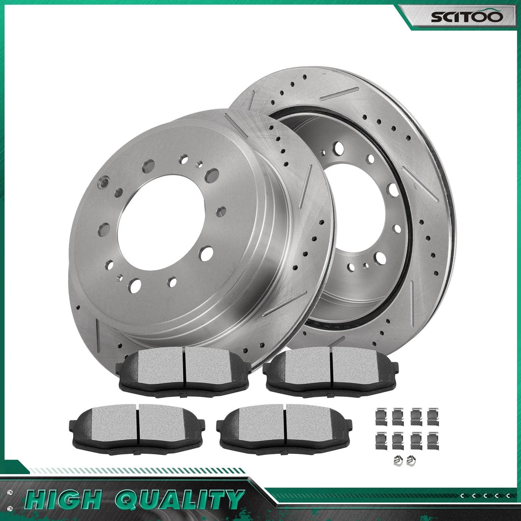 Set of 2 Rear Brake Rotors & Ceramic Pads for Lexus LX570 (2008–2021) Toyota Sequoia
