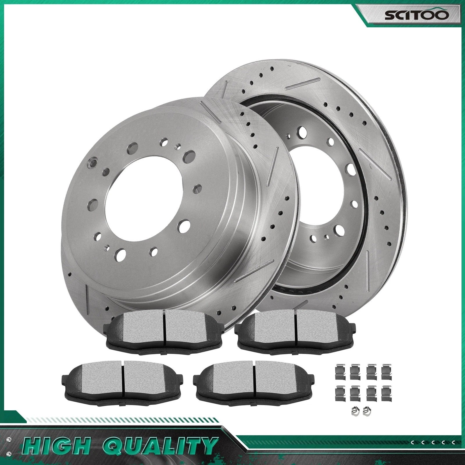 Set of 2 Rear Brake Rotors & Ceramic Pads for Lexus LX570 (2008–2021) Toyota Sequoia