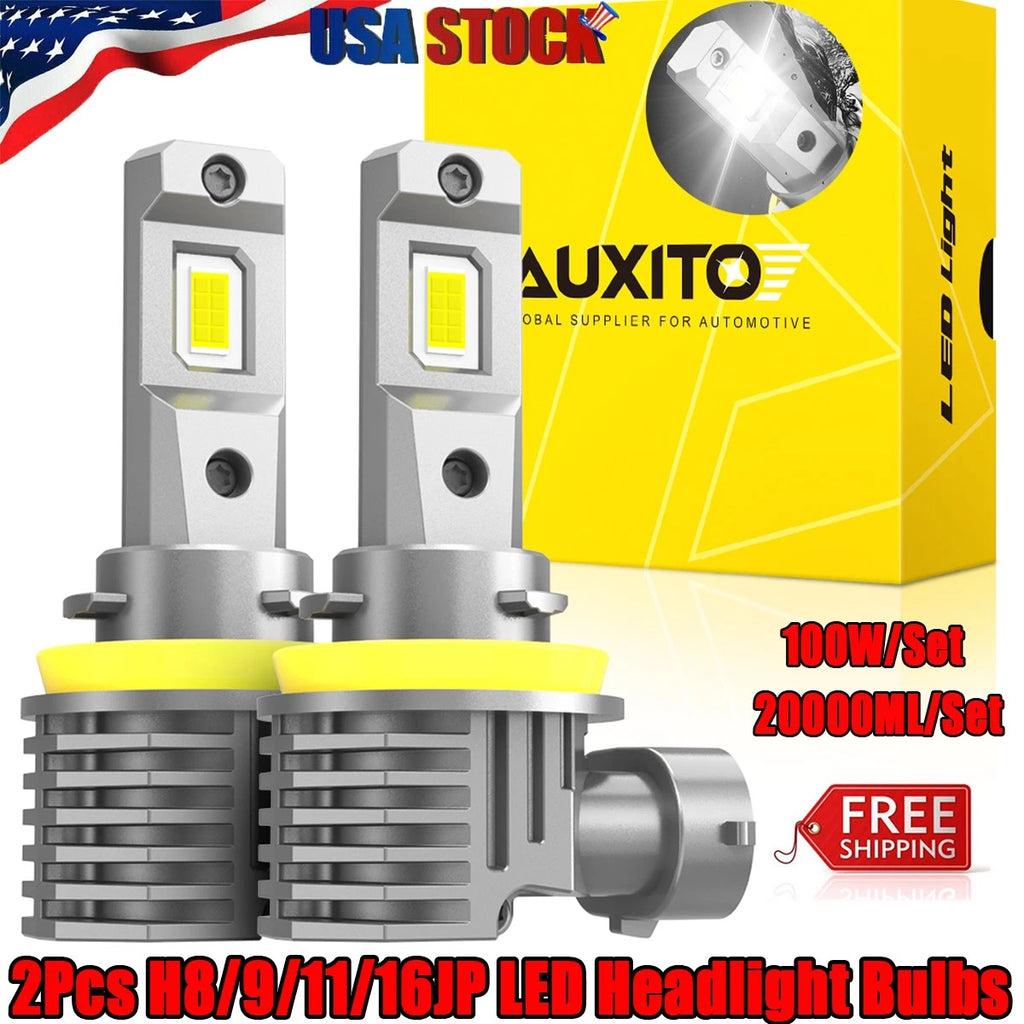 2Pcs H8/H9/H11 LED Headlight Bulb 20000LM 100W Low High Beam for