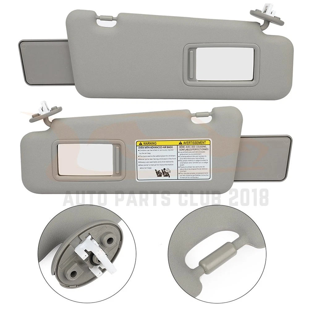 Set of 2 Gray Sun Visors for 2008-2013 Toyota Highlander with Sunroof