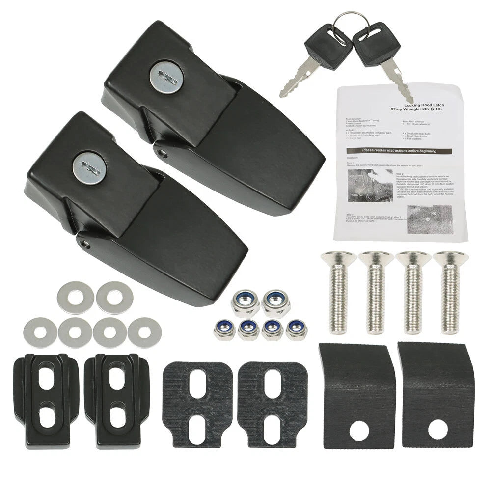 2X Hood Lock Catch Latches for Jeep Wrangler (2007–2023)