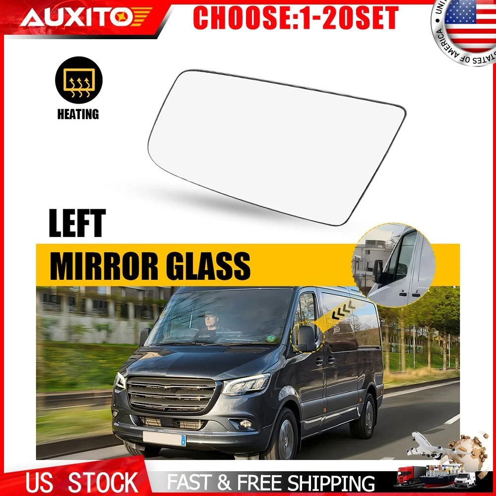 Left Heated Mirror Glass for Mercedes Benz Sprinter 2500 3500 (2010–2018)