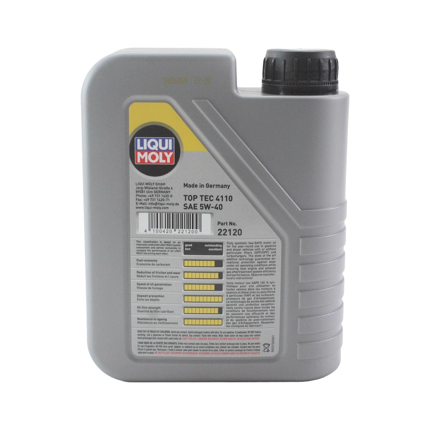Set of 4 Liqui Moly Top Tec 4110 5W-40 Engine Motor Oil (4L)
