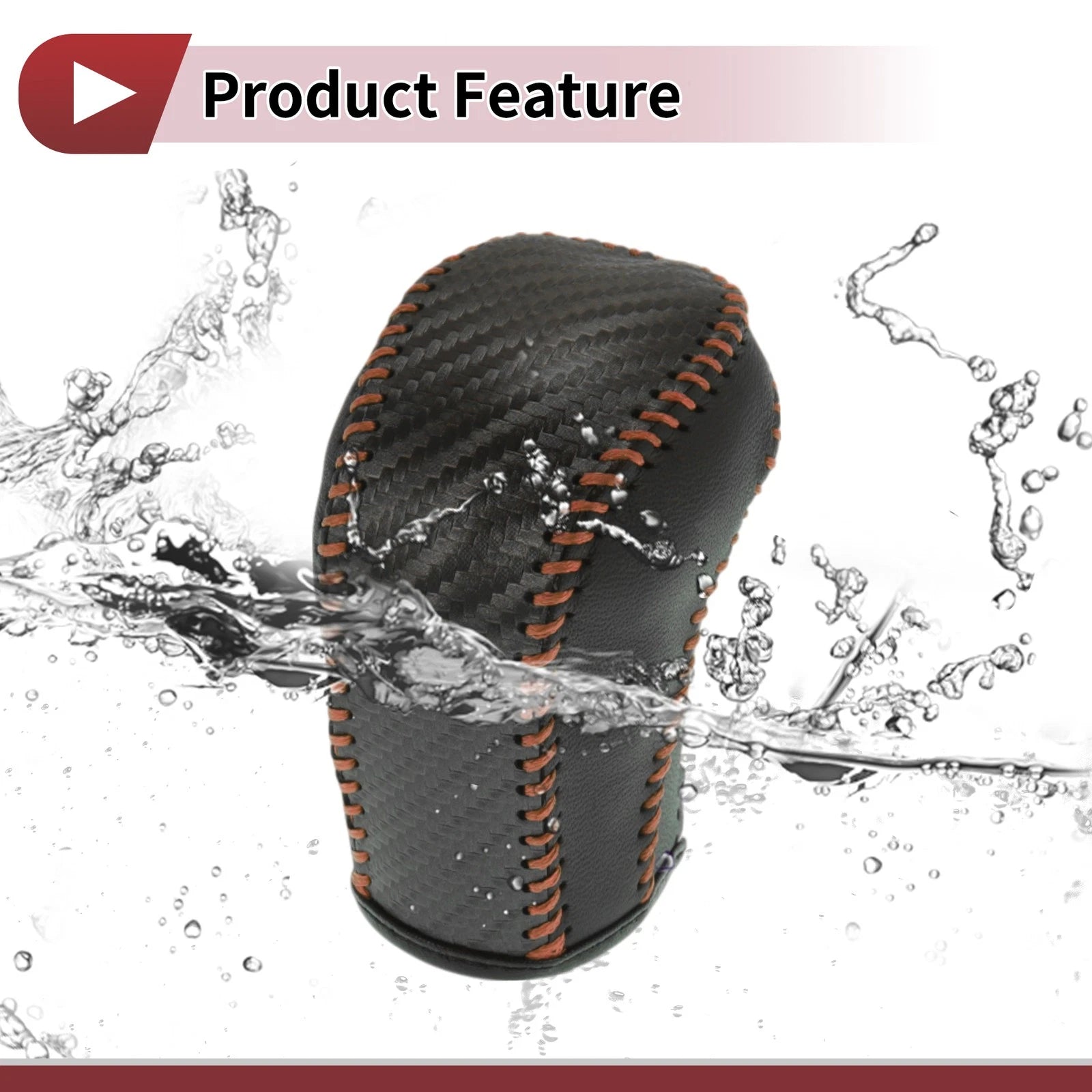 Gear Shift Knob Cover for Hyundai Tucson (2015–2018) Black Brown Faux Leather