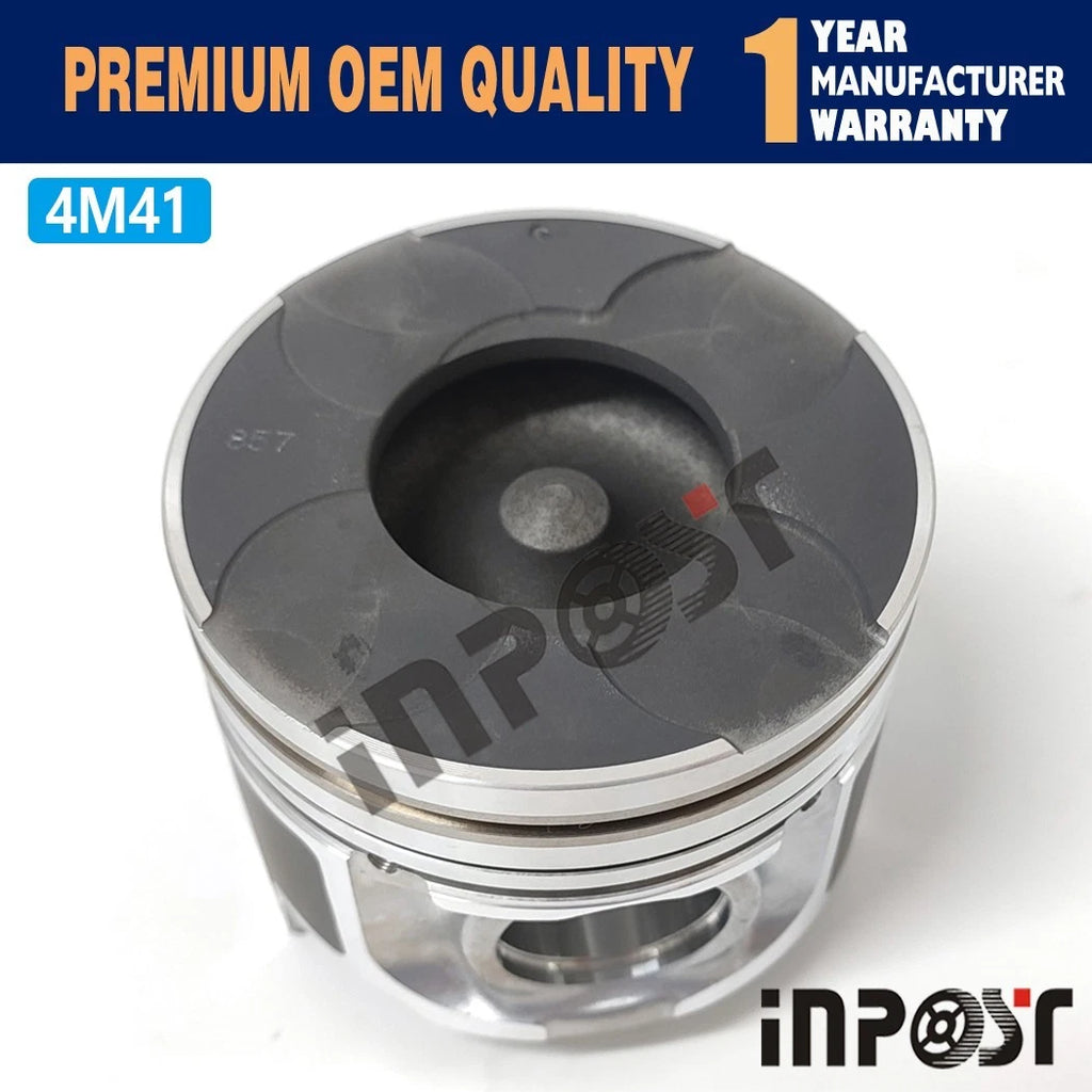 Set of 4 STD 4M41 Pistons with Rings for Mitsubishi 4M41