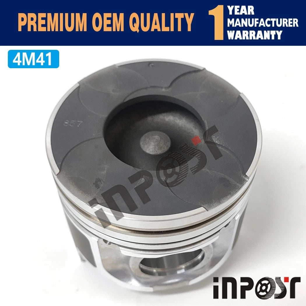 Set of 4 STD 4M41 Pistons with Rings for Mitsubishi 4M41