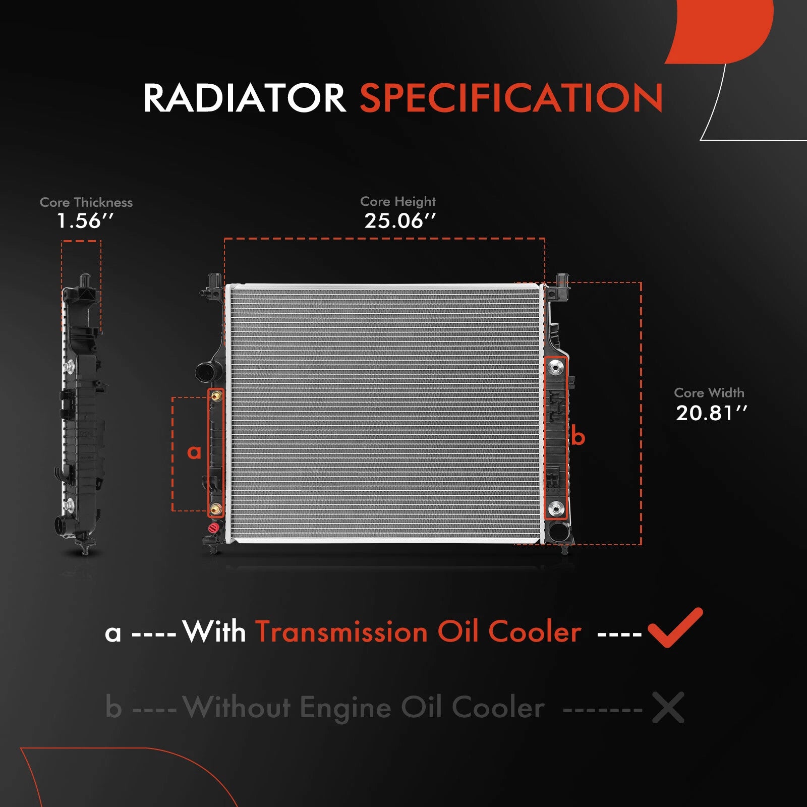 Radiator with Transmission Oil Cooler for Benz ML63 AMG (2007–2011)