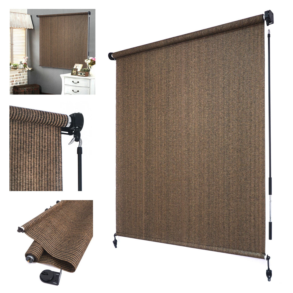 Roller Shade Blind for Deck Porch Balcony Patio (Light Filter, Mocha)