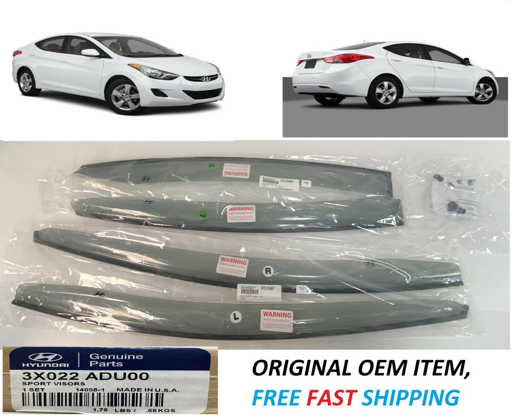 Set of 4 Sun Rain Visors Guard Deflector for Hyundai Elantra (2011–2016)