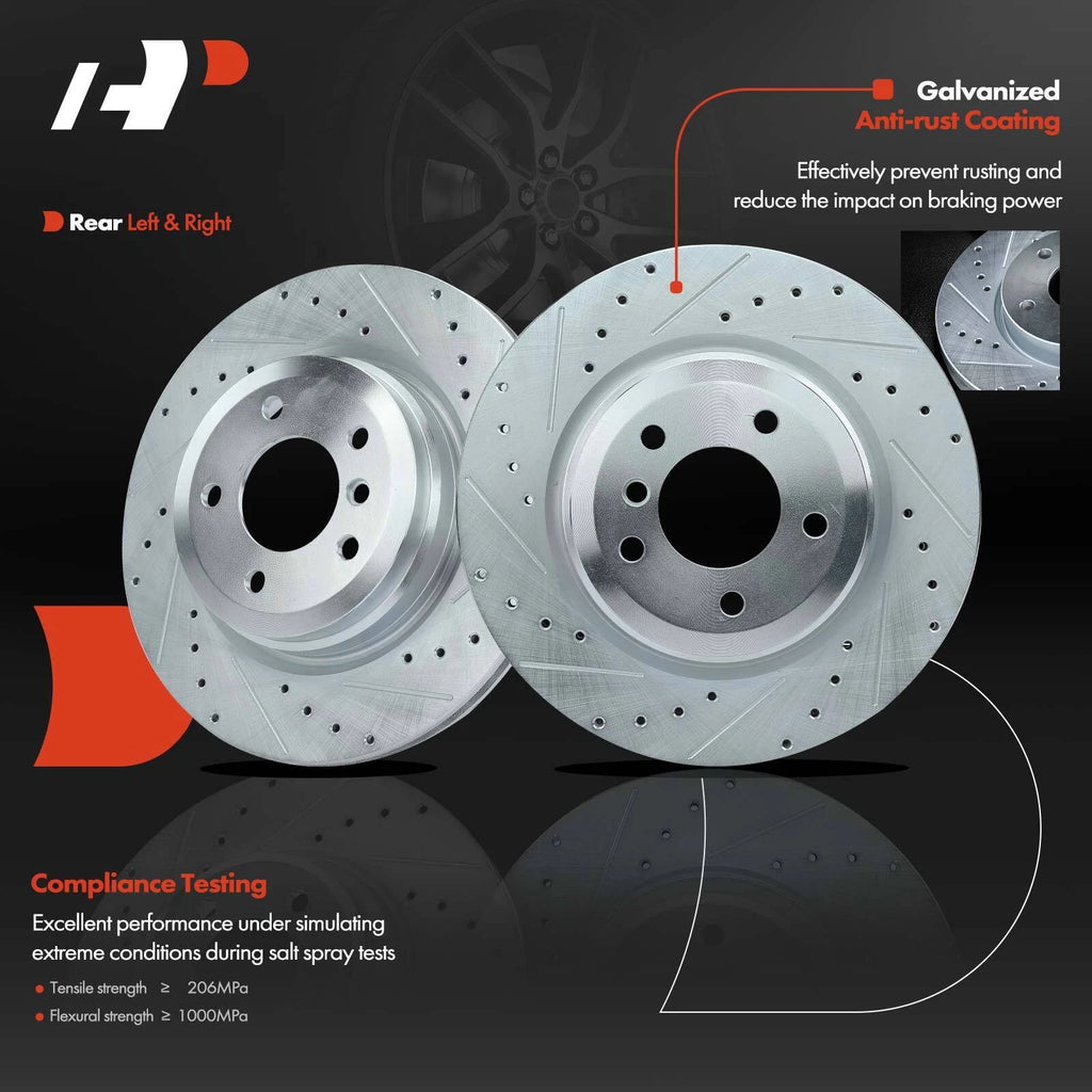 8x Rear Drilled Brake Rotors & Pads for BMW 330i 330xi 335i (2006–2013)