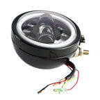 9-Bulb Fog Lamp Headlight 5.75" Black for Racer Bobber Chopper