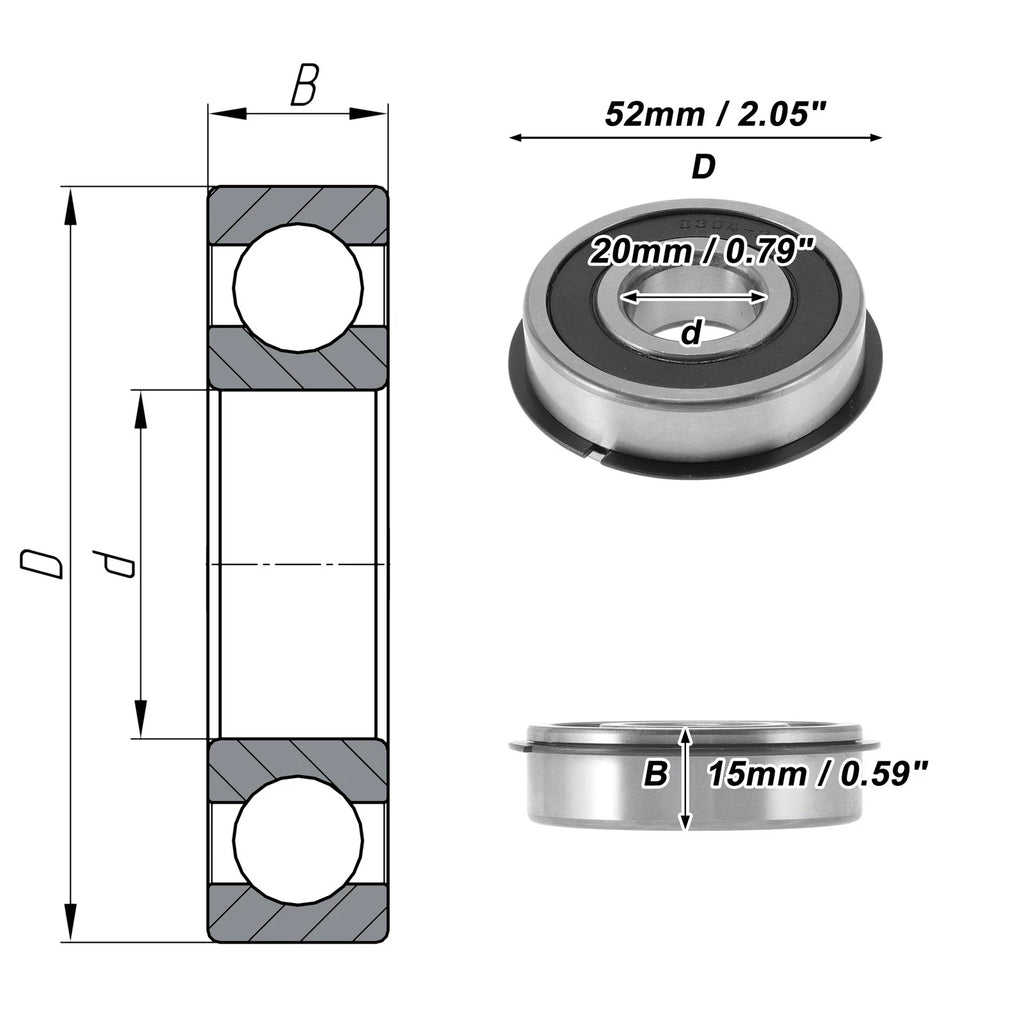 Deep Groove Ball Bearings 6304NR2RS   20x52x15mm