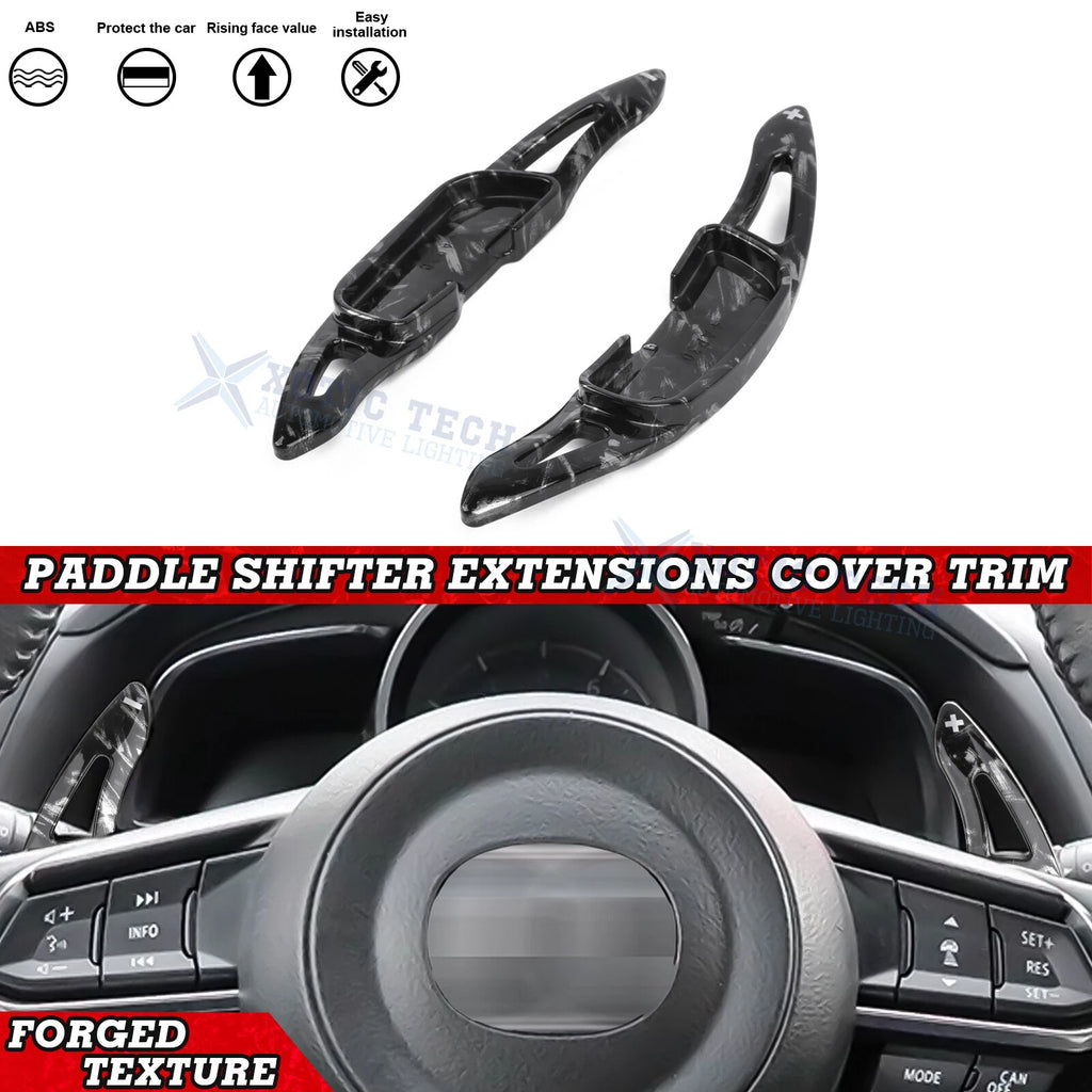 Black Forged Pattern Paddle Extended Shifter Trim for Mazda (2014–2021)