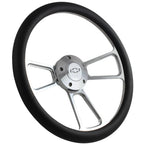 Billet Steering Wheel 14 Inch Polished with Black Wrap for Chevy Bowtie (1984–1999)