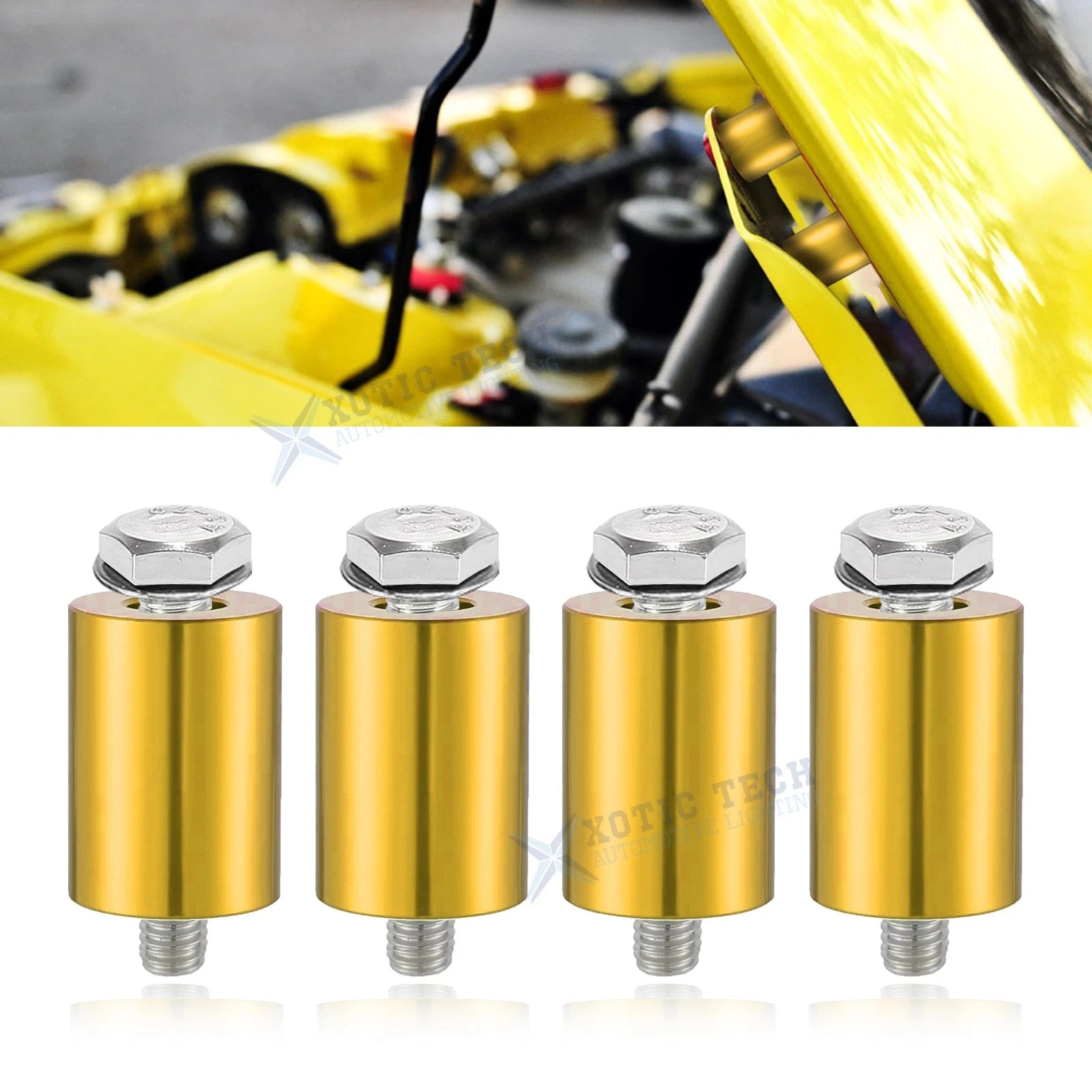 Engine Hood Vent Spacer Riser Kit for Gold for 8mm Bolt Aluminum Alloy (—)