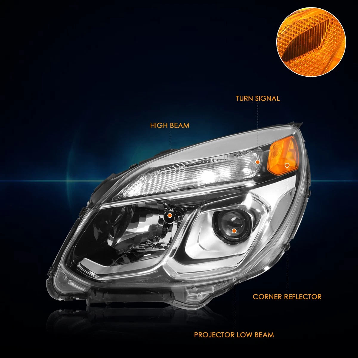 Projector Headlight for Chevy Equinox (2016–2017) Driver Side OE Style