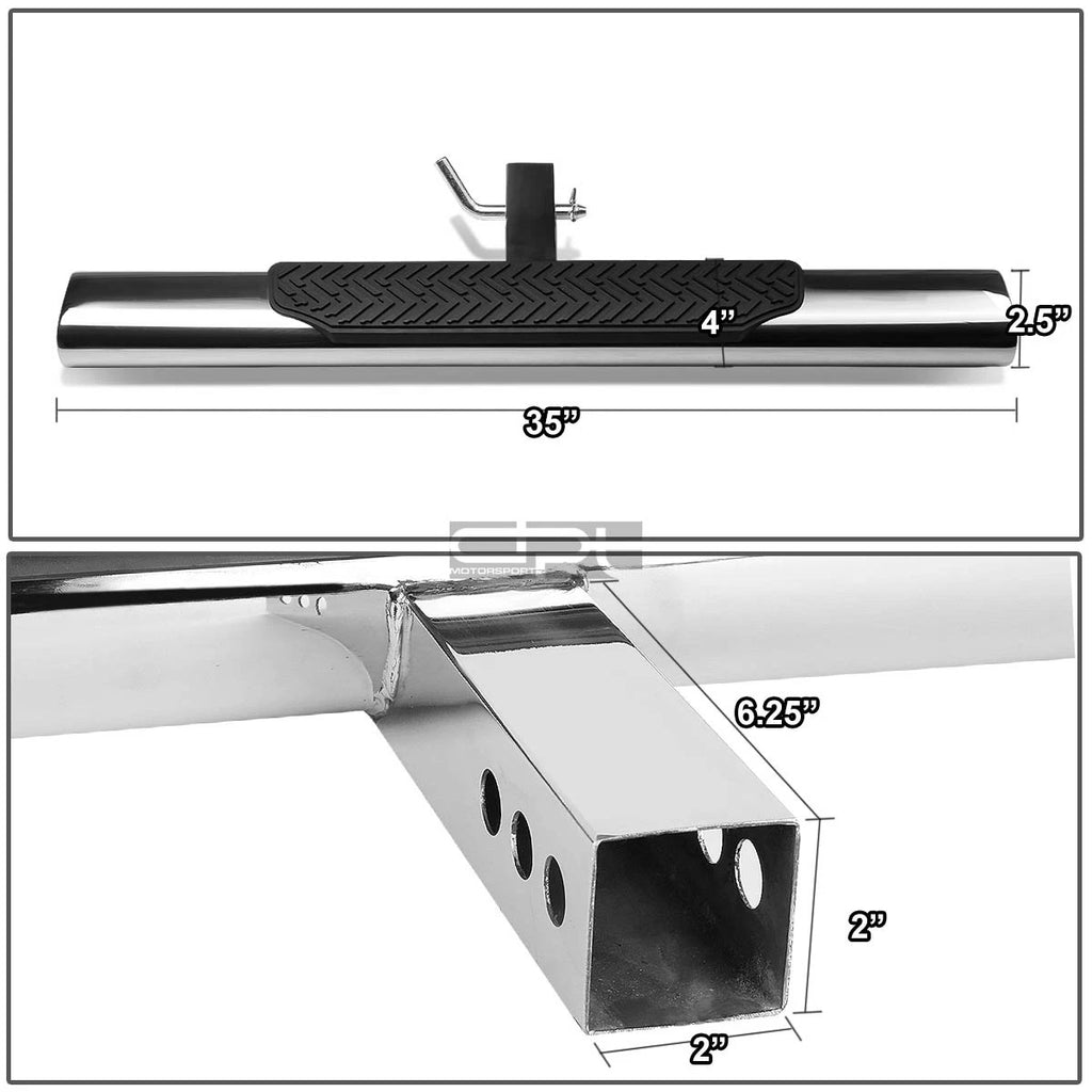 Oval 35"x 4" Chrome Steel Trailer Towing Hitch Step Bar for Receiver