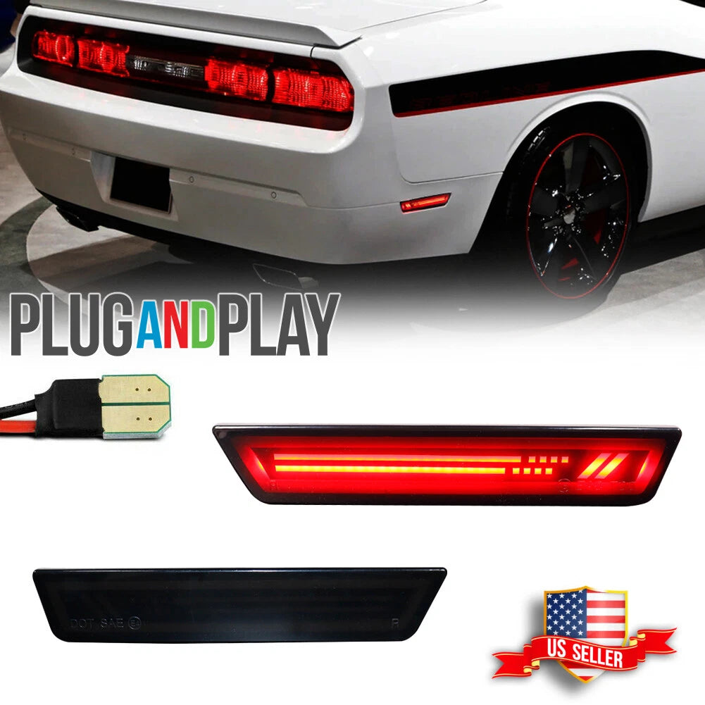 LED Smoke Lens Red Rear Fender Side Marker Lights for Dodge Challenger (2008–2014)