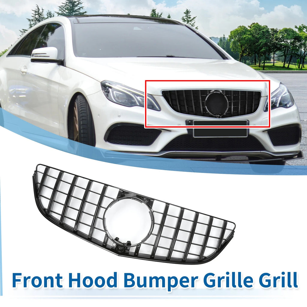 Front Upper Bumper Grille for Mercedes-Benz E200 (2014–2017) Black