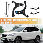 Set of 6 Front Lower Control Arms Sway Bars for Hyundai Santa Fe (2007–2012)