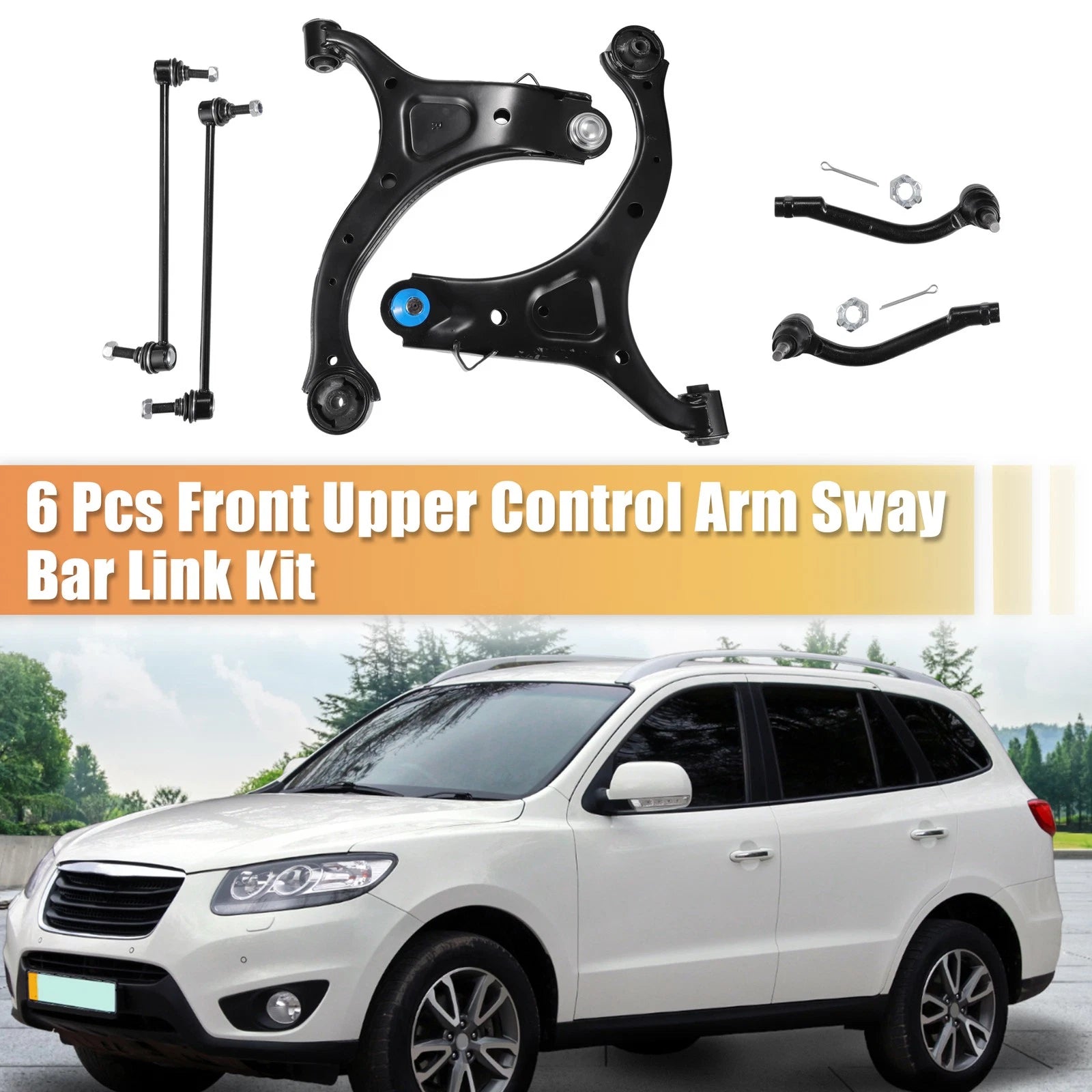 Set of 6 Front Lower Control Arms Sway Bars for Hyundai Santa Fe (2007–2012)