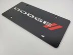 Acrylic Premium Black License Plate for Dodge with Mirror Red Script Emblem (2000–2024)