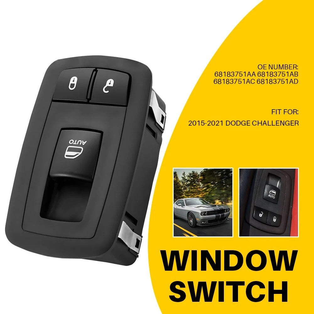 Window Switch for Dodge Challenger (2015–2021) 68183751AC, Black