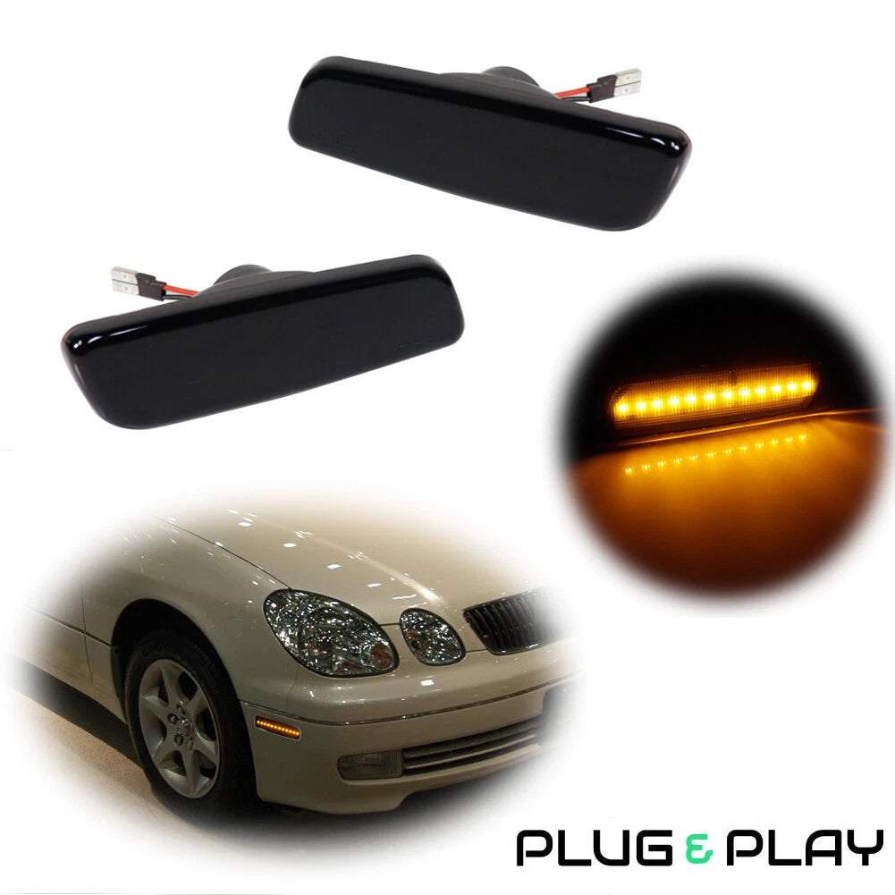 Smoked Lens Amber Front Side Marker Lights for Toyota Lexus Scion