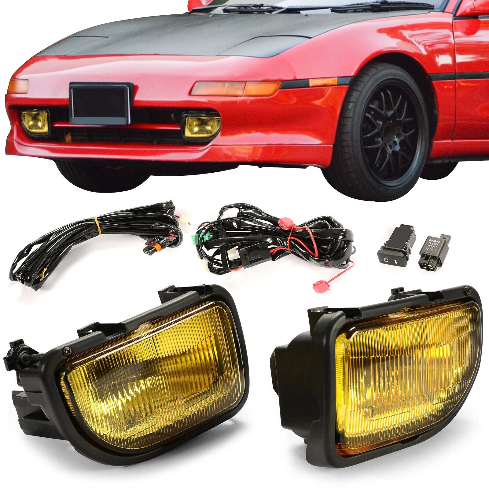 Set of 2 Yellow Fog Lights for Toyota MR2 (1991–1995)