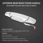 Chrome Door Handle Rear Right for Chevy Silverado GMC Sierra (2007–2013)