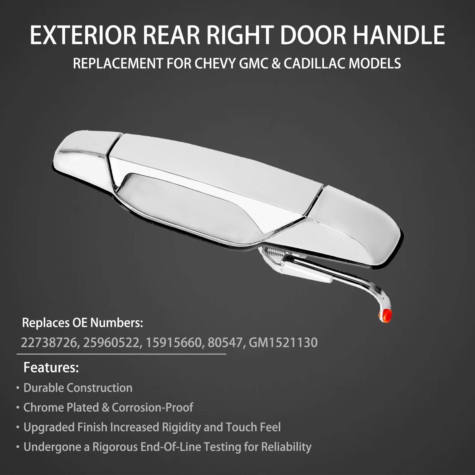 Chrome Door Handle Rear Right for Chevy Silverado GMC Sierra (2007–2013)