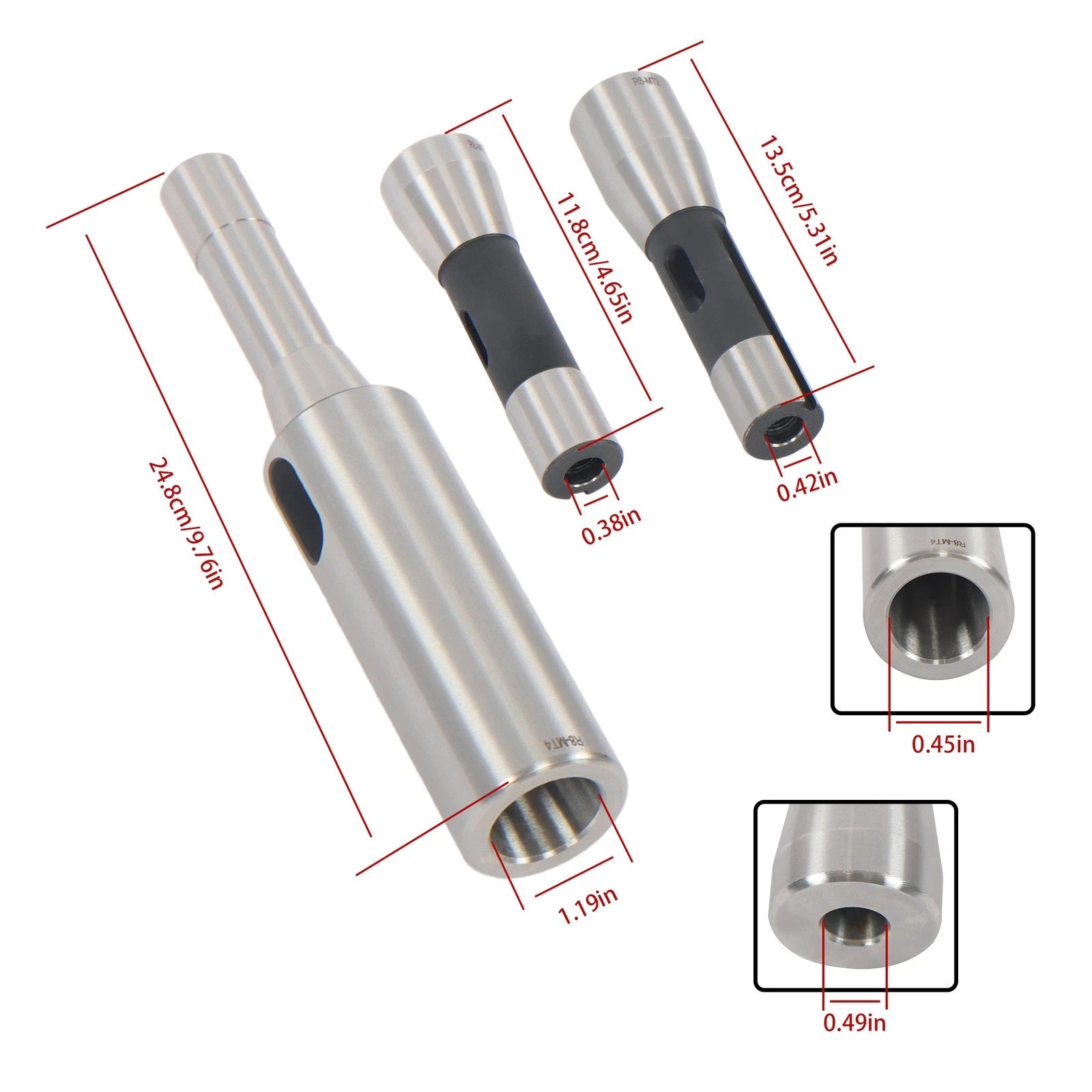 4 Pc R8 Shank Set for 1MT 2MT 3MT 4MT (Industrial) 49695