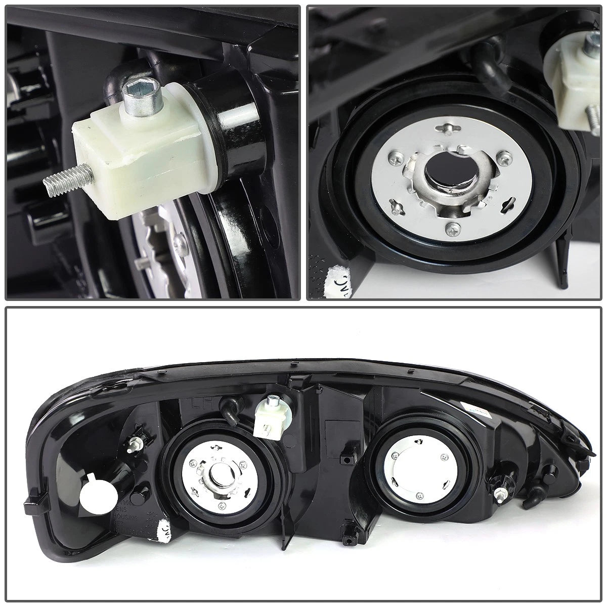 Set of 2 Black Housing Clear Side Headlights for Grand Prix (2004–2008)