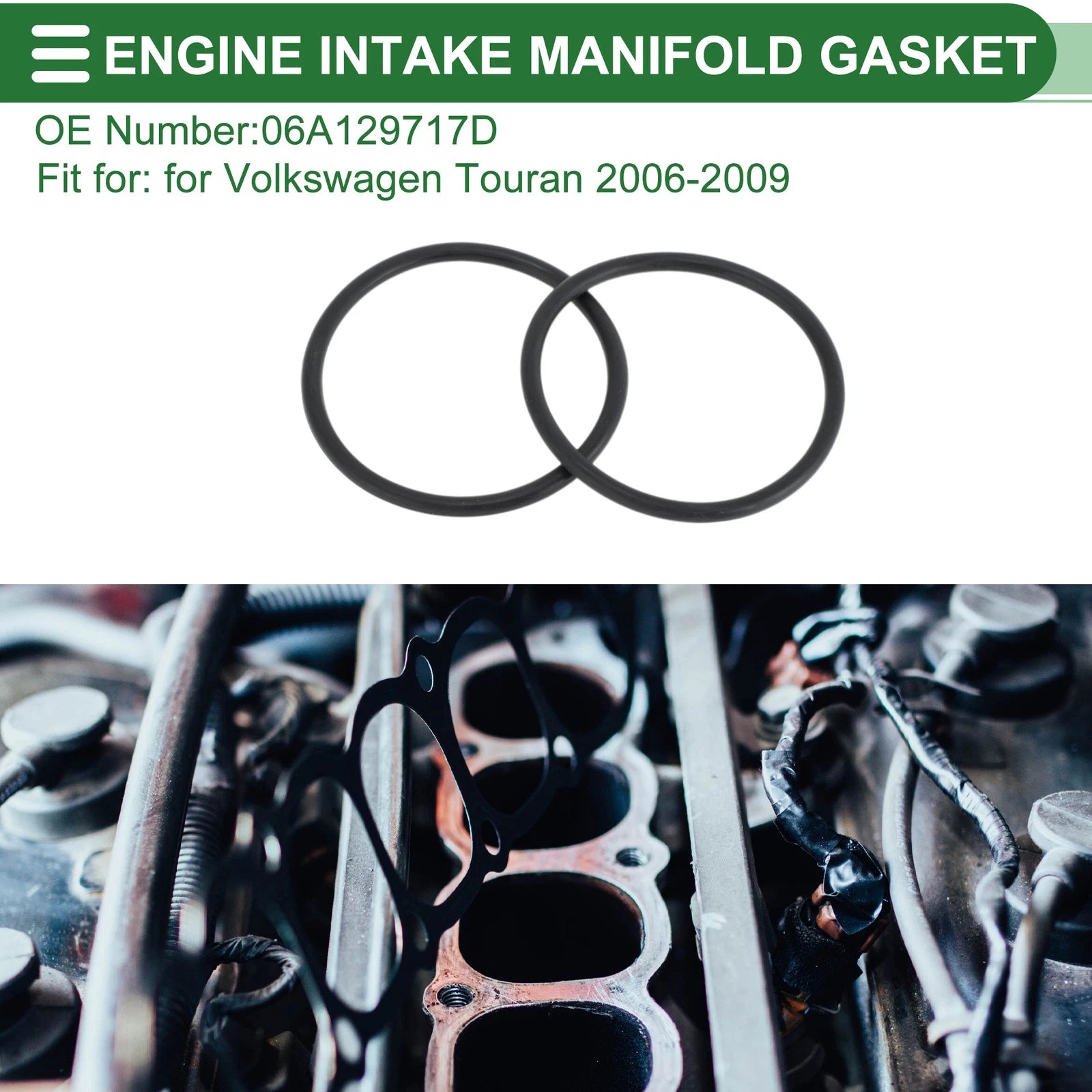 Set of 4 Engine Intake Manifold Gaskets for Volkswagen Touran (2006–2009) No. 06A129717D