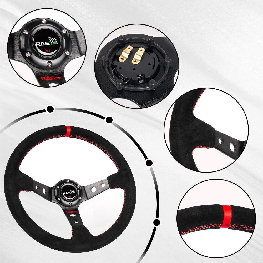 14in Steering Wheel with Quick Release for BMW E30 M3 M5 318i 528e