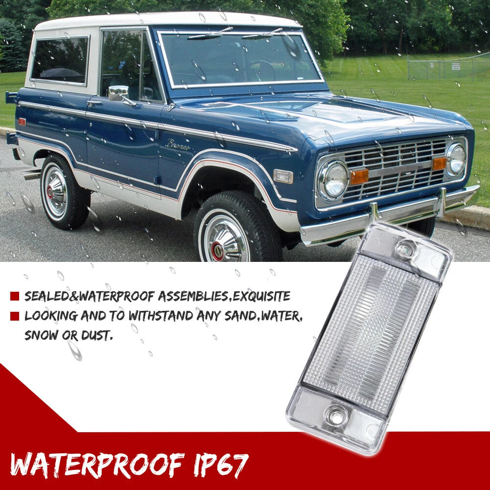2X Clear Side Marker Lamps for Ford Bronco (1970–1977) & F-Series (1969–1972)