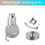 Chrome Power Steering Pump with Bracket & 2 Groove Pulley for SBC Chevy 350/400 (1970–1985)