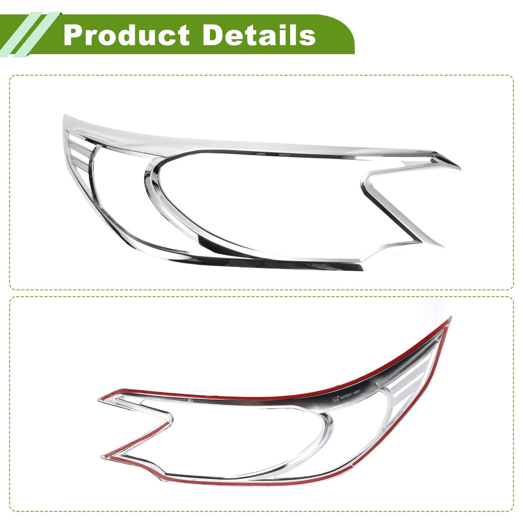 Pair Headlight Trim Bezel for Honda CR-V (2012–2014) Silver Tone