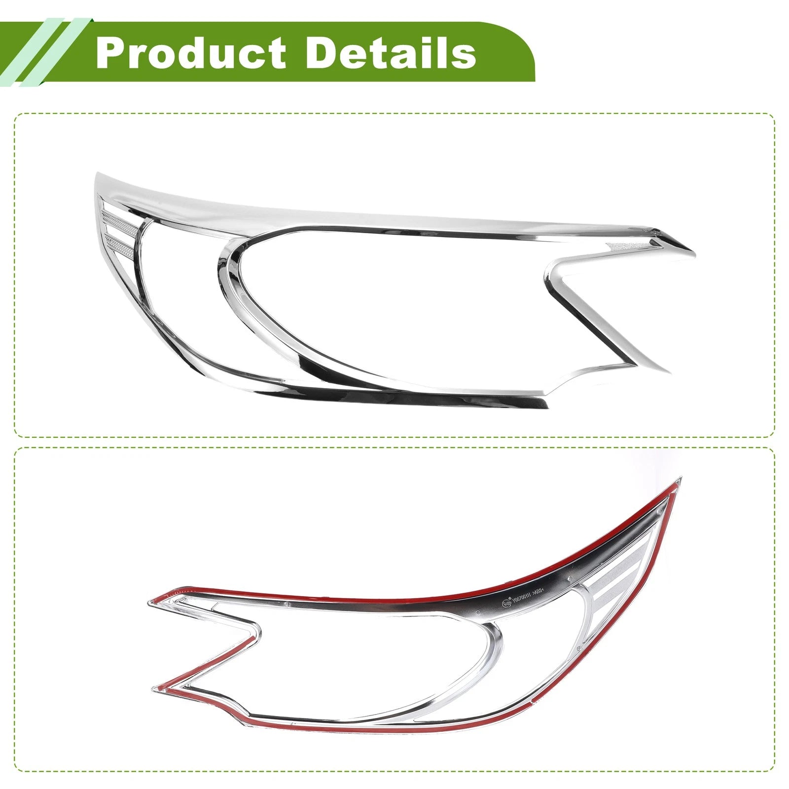 Pair Headlight Trim Bezel for Honda CR-V (2012–2014) Silver Tone