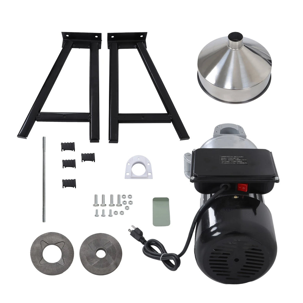Electric Grain Mill Grinder 1500W for Corn Wheat Cereal (110V)