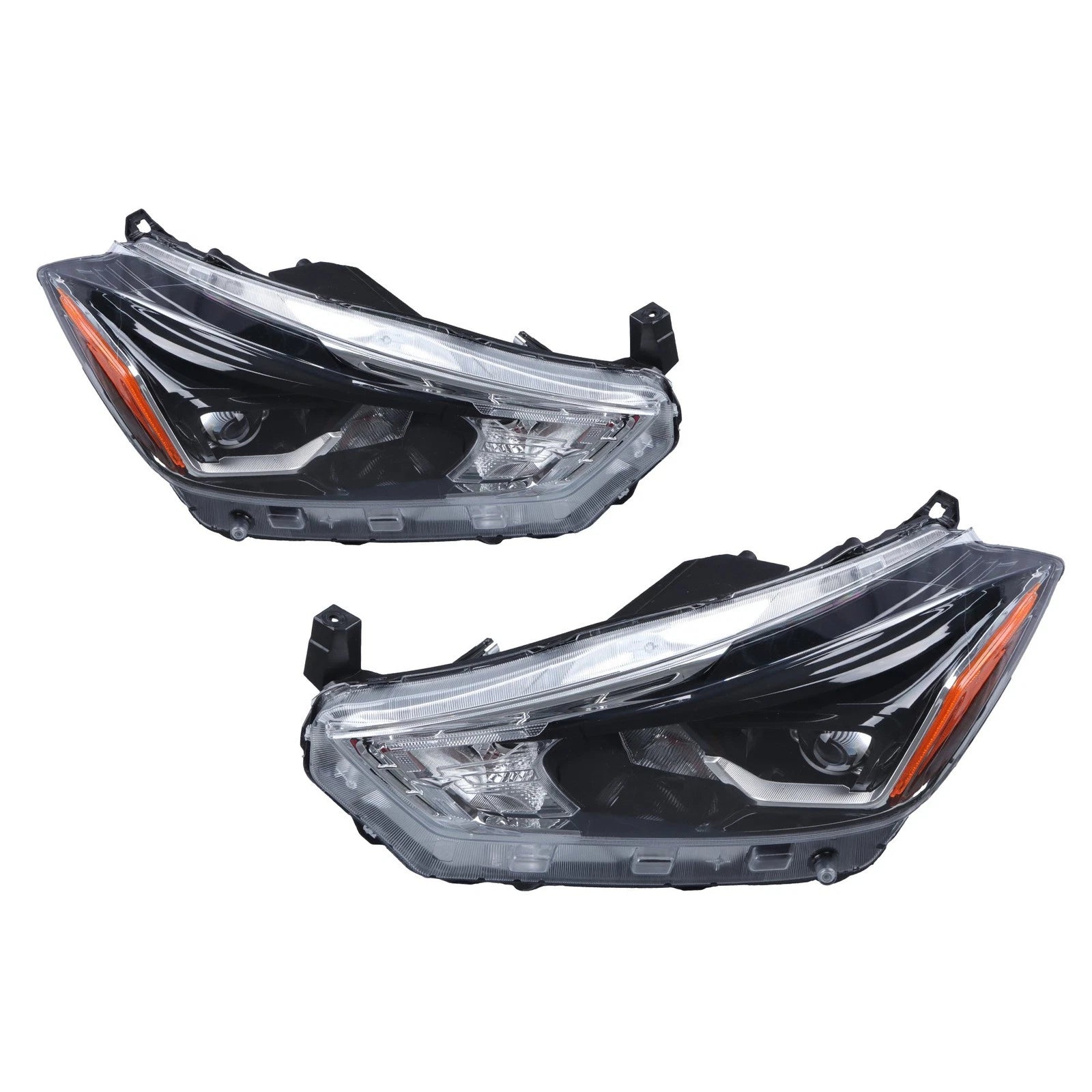LH+RH Black LED & Halogen Headlights for Nissan Kicks (2018–2020)