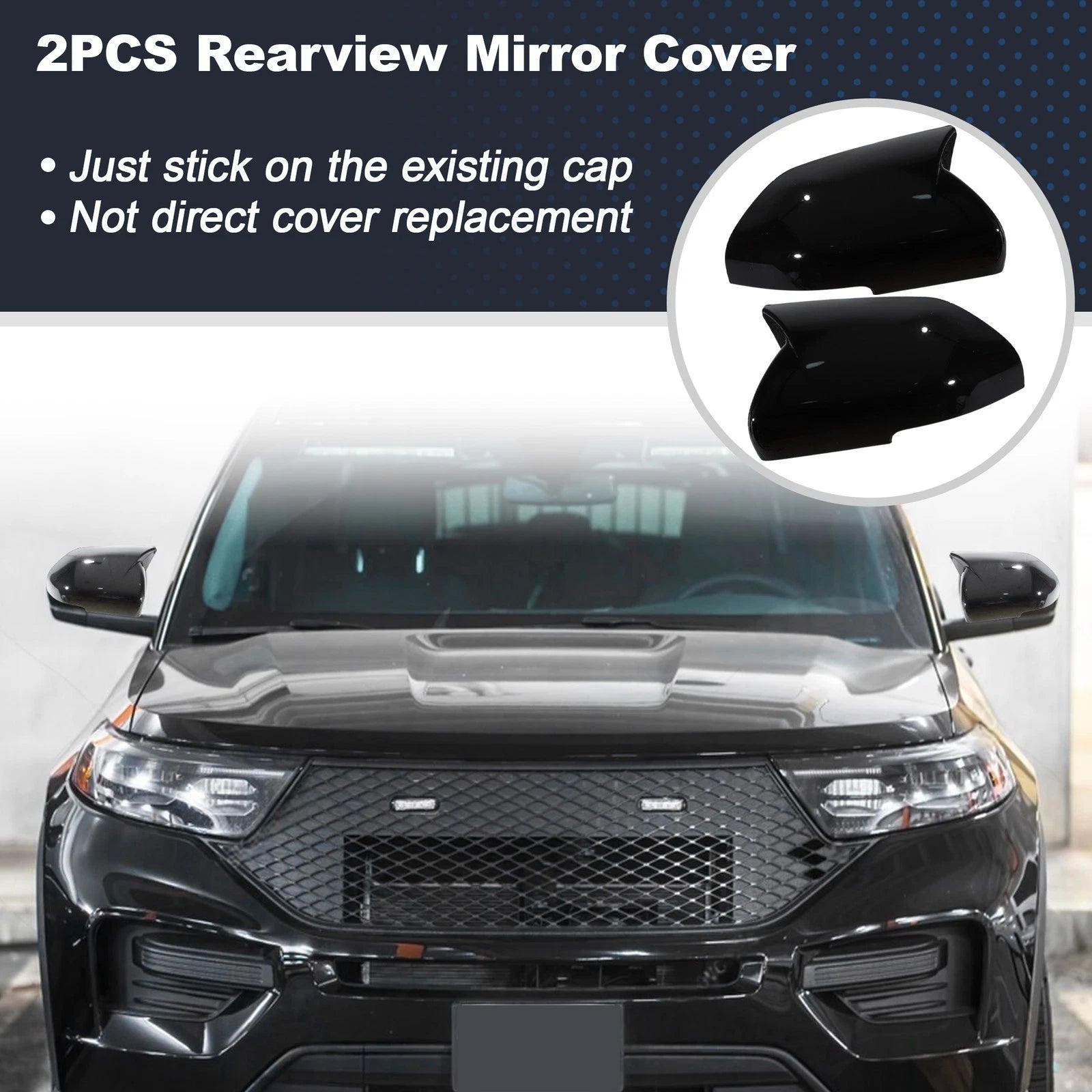 2PCS Ox Horn Rear View Mirror Cover for Ford Explorer (2020–2024)