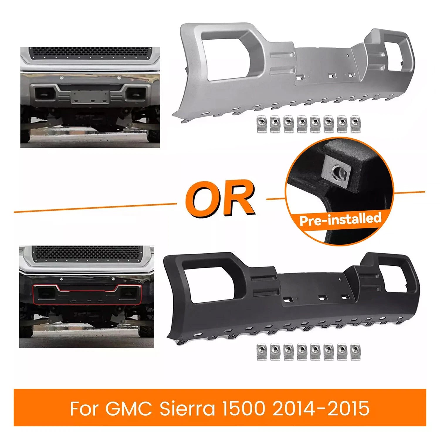 Front Bumper Skid Plate Valance Panel for GMC Sierra 1500 (2014–2015)