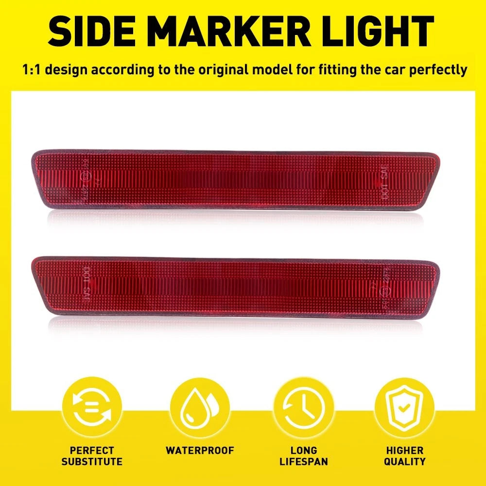 2Pcs Rear Side Marker Light Covers for Ford Mustang (1999–2004) Red EXV
